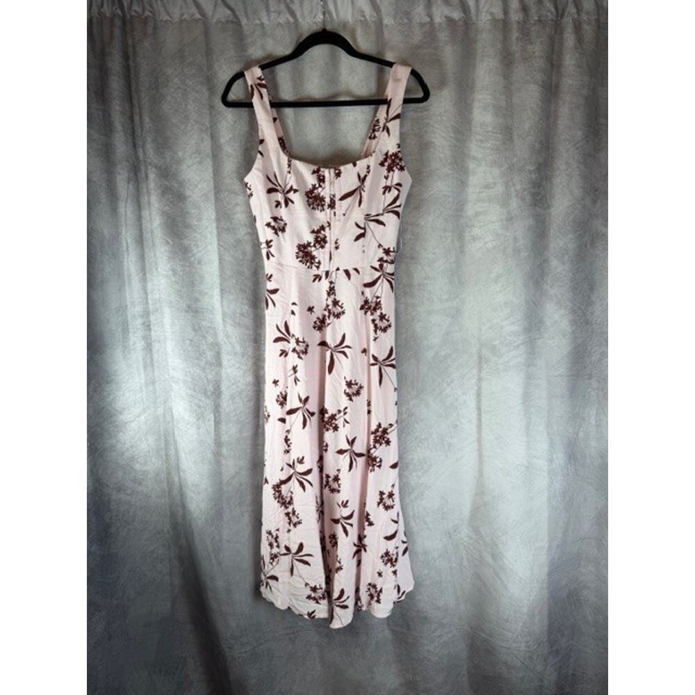 WAYF Womens Leonie Floral Corset Midi Dress Sz Medium Baby Pink - Picture 3 of 11